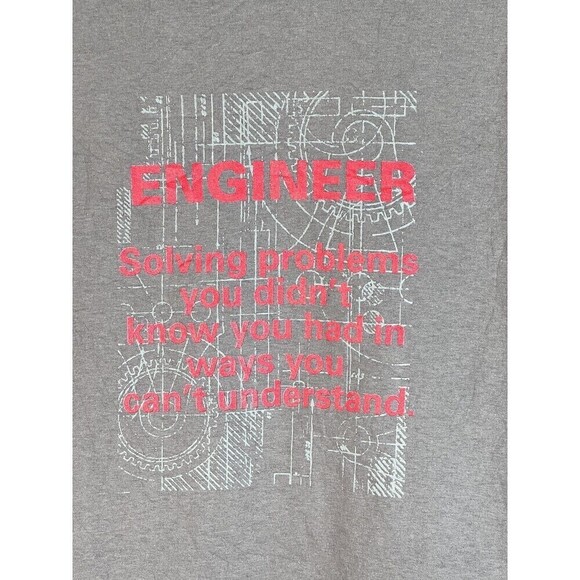 Gildan Engineer Solving Problems Mens Gray T-Shirt Size medium 100% Heavy Cotton - Picture 2 of 7